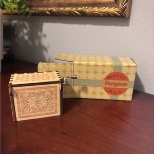 NIB Hexagram Music Box - Decorative Wooden Hand-Crank You are my sunshine..